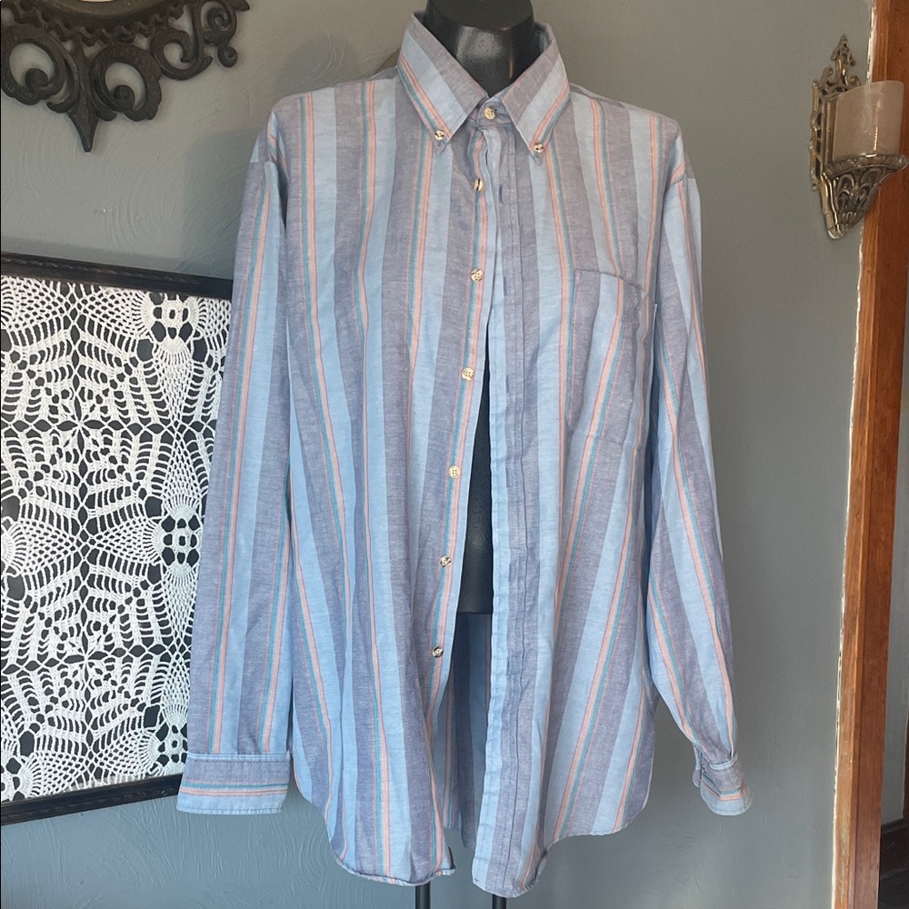 Stylish Blue Striped Men's Button Down Shirt
